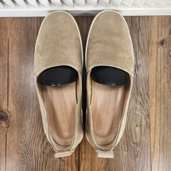 ECCO Crepetray Loafers Womens Sz 7 Beige Leather Slip On Gum Sole Comfort Shoes - Picture 5 of 9